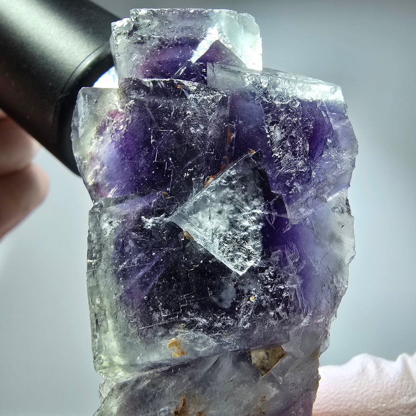 Seltene Phantom Fluorit Würfel Stufe, lila weiß Okorusu, Namibia 68*34*25mm #13279