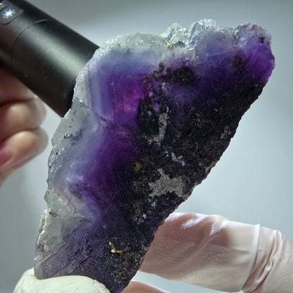 Seltene Phantom Fluorit Würfel Stufe, lila weiß Okorusu, Namibia 68*34*25mm #13279