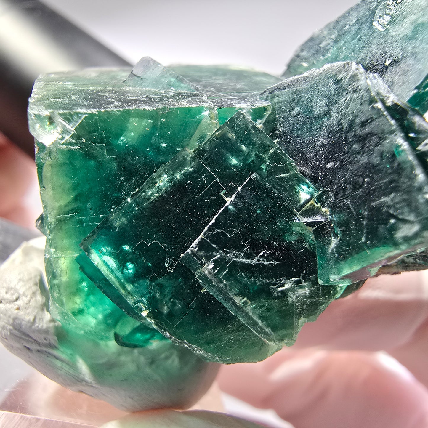 Phantom Fluorit Würfel Stufe, parkettiert grün Okorusu, Namibia 59*38*26mm #13282