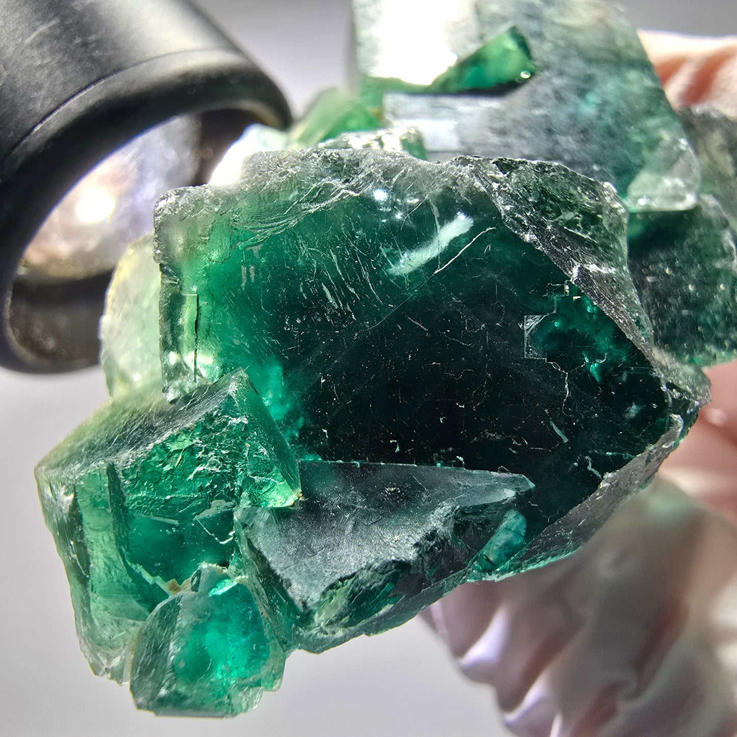 Phantom Fluorit Würfel Stufe, parkettiert grün Okorusu, Namibia 59*38*26mm #13282