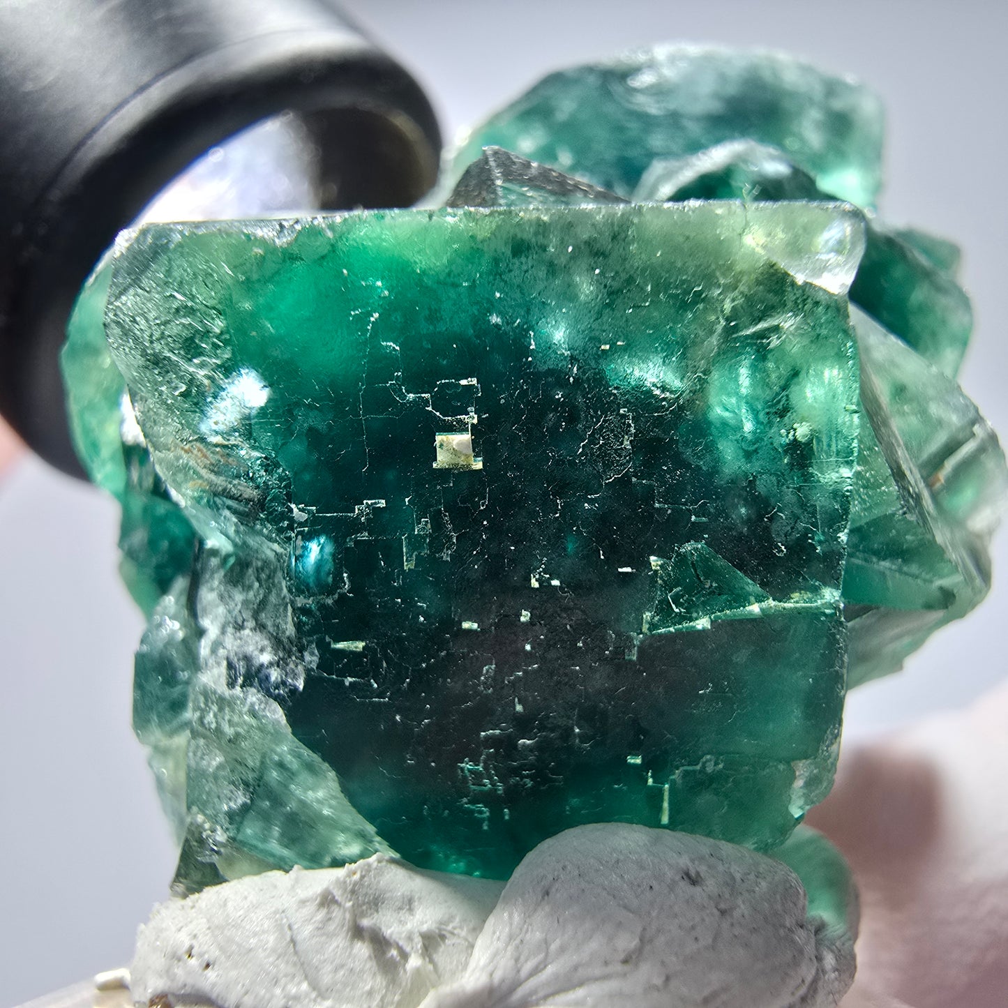 Phantom Fluorit Würfel Stufe, parkettiert grün Okorusu, Namibia 59*38*26mm #13282