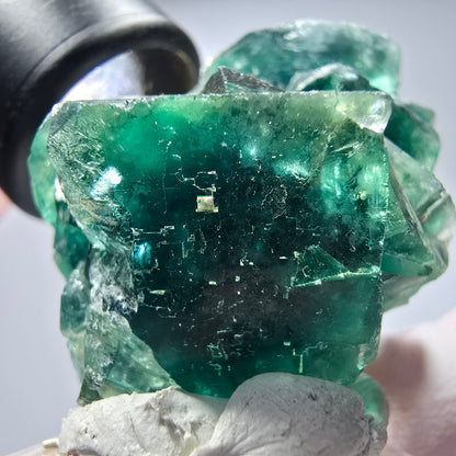 Phantom Fluorit Würfel Stufe, parkettiert grün Okorusu, Namibia 59*38*26mm #13282