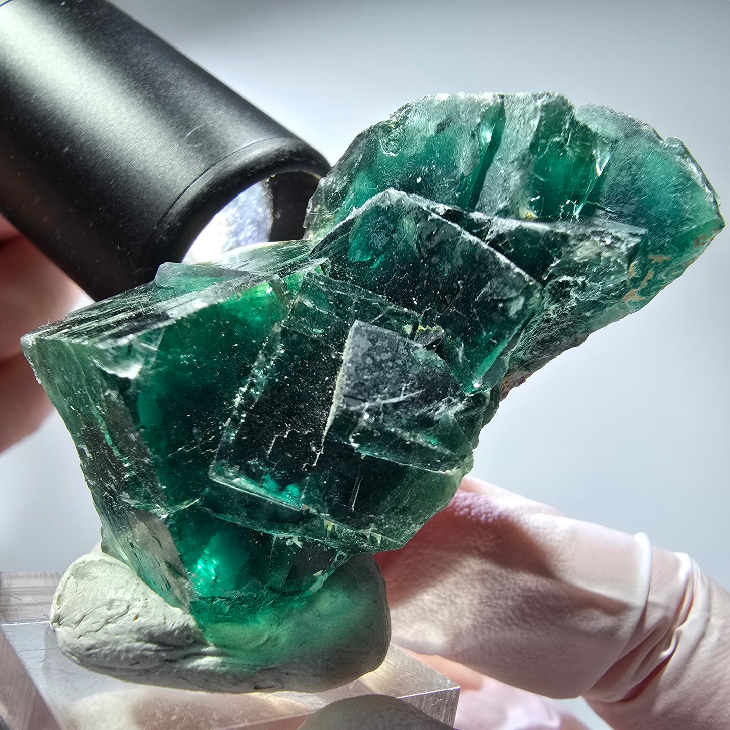 Phantom Fluorit Würfel Stufe, parkettiert grün Okorusu, Namibia 59*38*26mm #13282