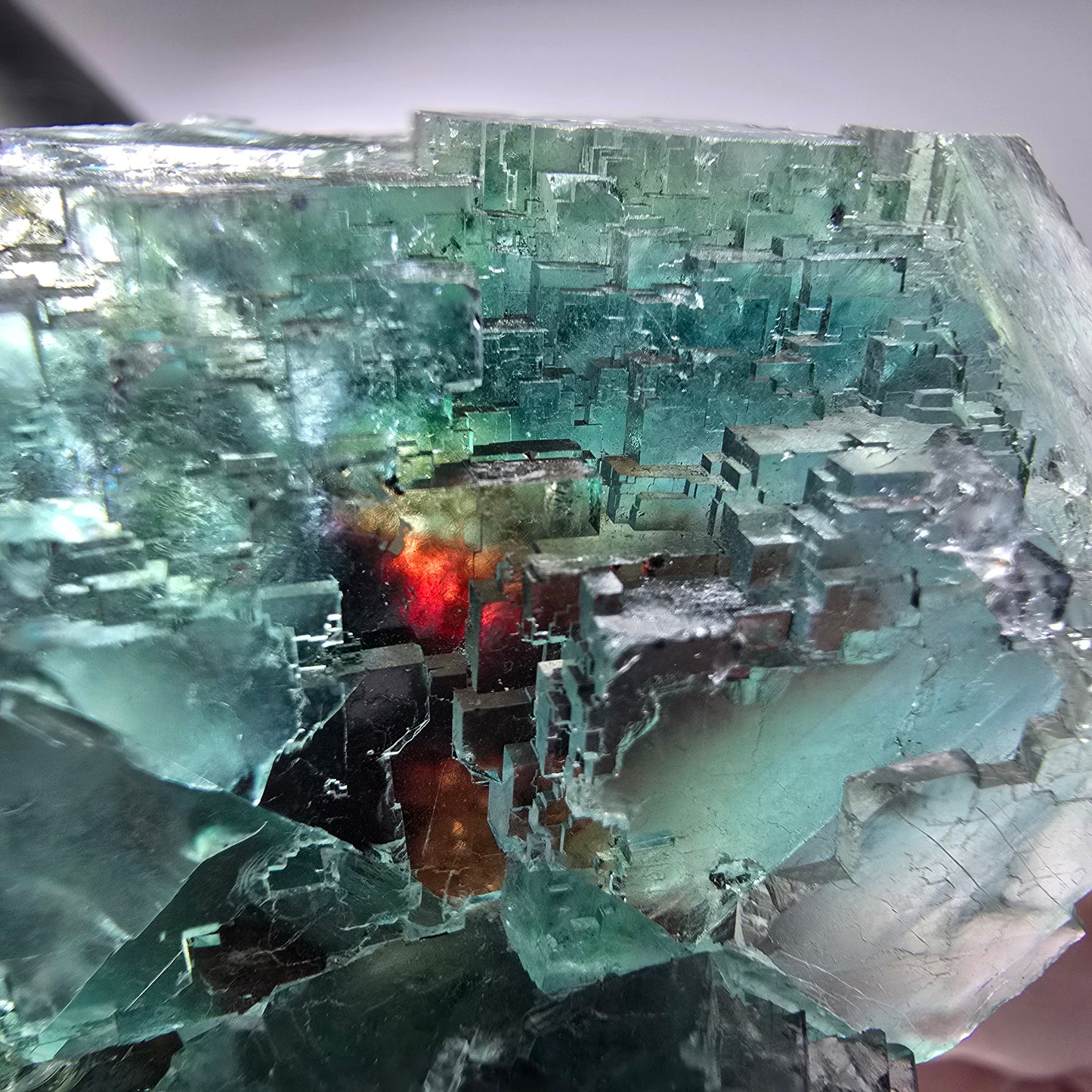 Phantom Fluorit Würfel Stufe, parkettiert grün Okorusu, Namibia 51*45*29mm #13283