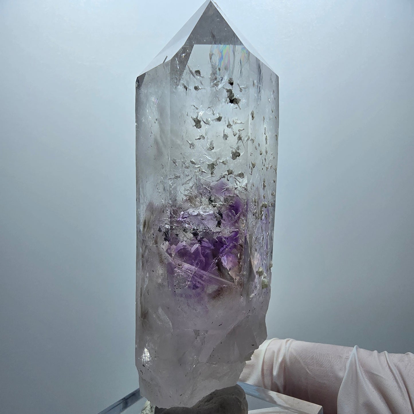 XL Enhydro Phantom Amethyst mit Prehnit 6x Blase Streep Mine Goboboseb Namibia 104*35*28mm #13285