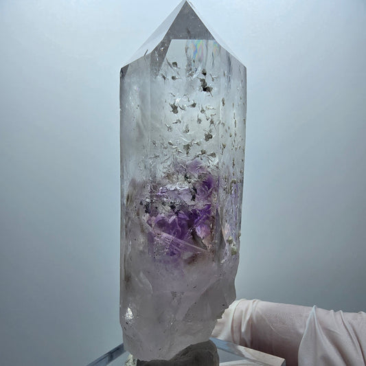 XL Enhydro Phantom Amethyst mit Prehnit 6x Blase Streep Mine Goboboseb Namibia 104*35*28mm #13285