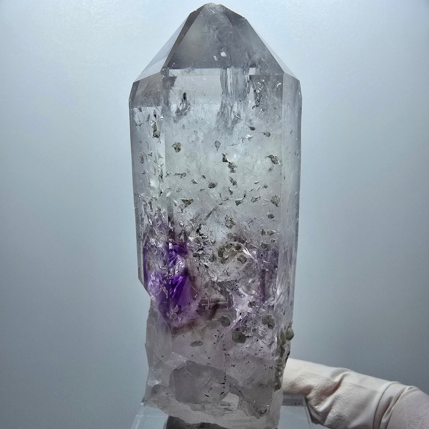 XL Enhydro Phantom Amethyst mit Prehnit 6x Blase Streep Mine Goboboseb Namibia 104*35*28mm #13285