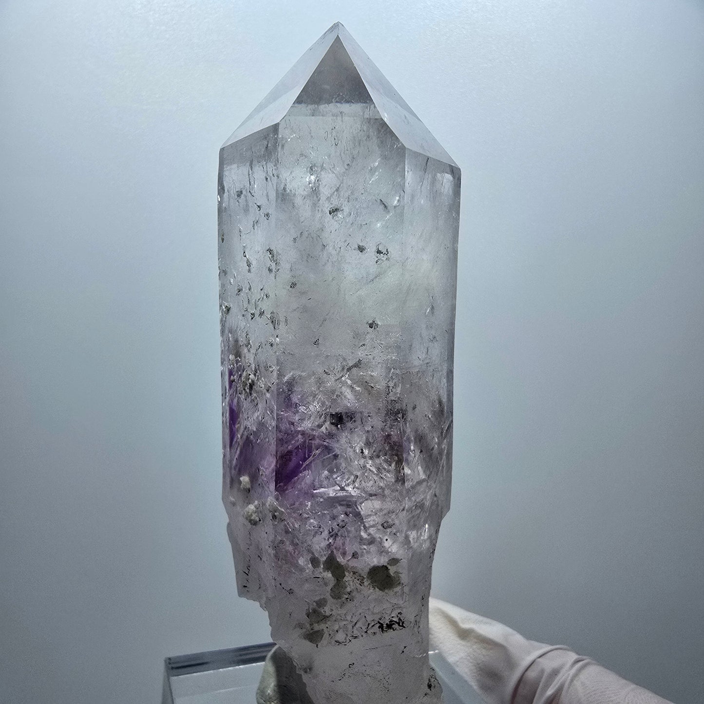 XL Enhydro Phantom Amethyst mit Prehnit 6x Blase Streep Mine Goboboseb Namibia 104*35*28mm #13285