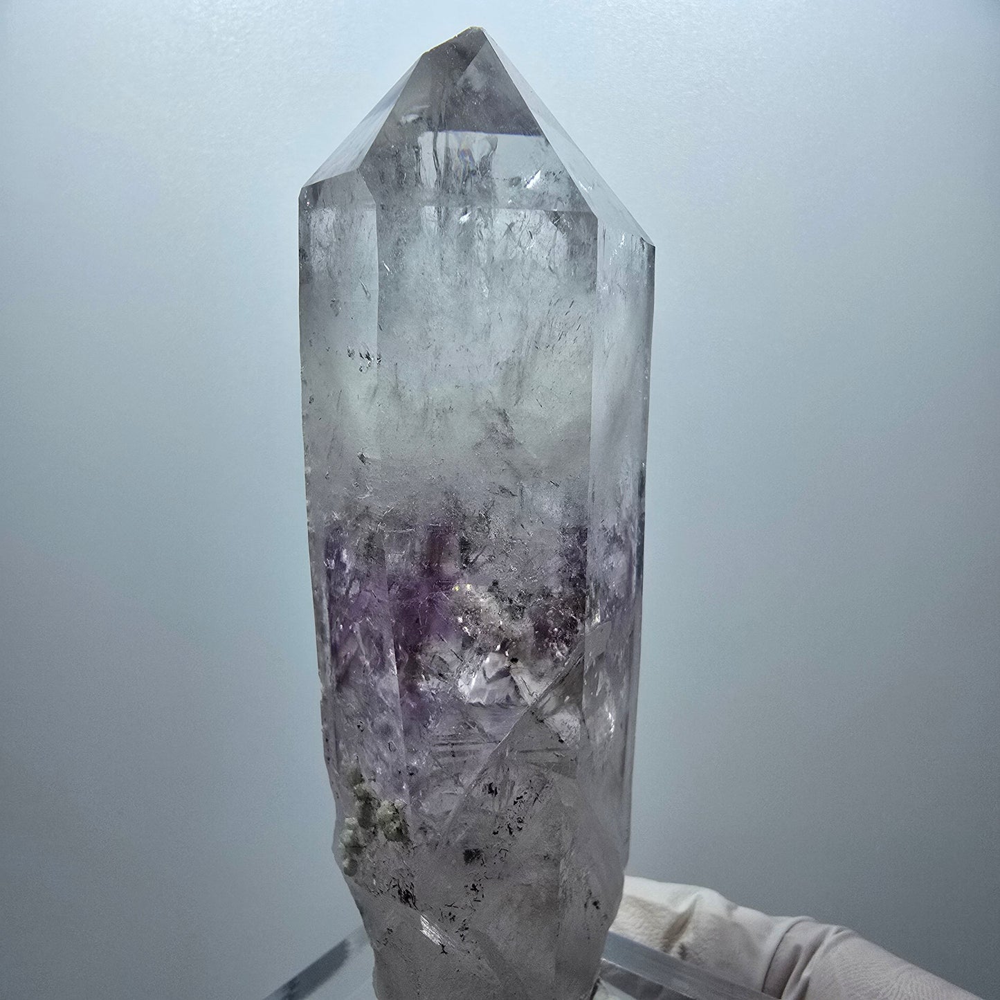 XL Enhydro Phantom Amethyst mit Prehnit 6x Blase Streep Mine Goboboseb Namibia 104*35*28mm #13285