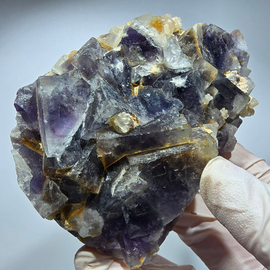 Große Phantom Fluorit Würfel Stufe, lila weiß Okorusu, Namibia 110*71*35mm #13304