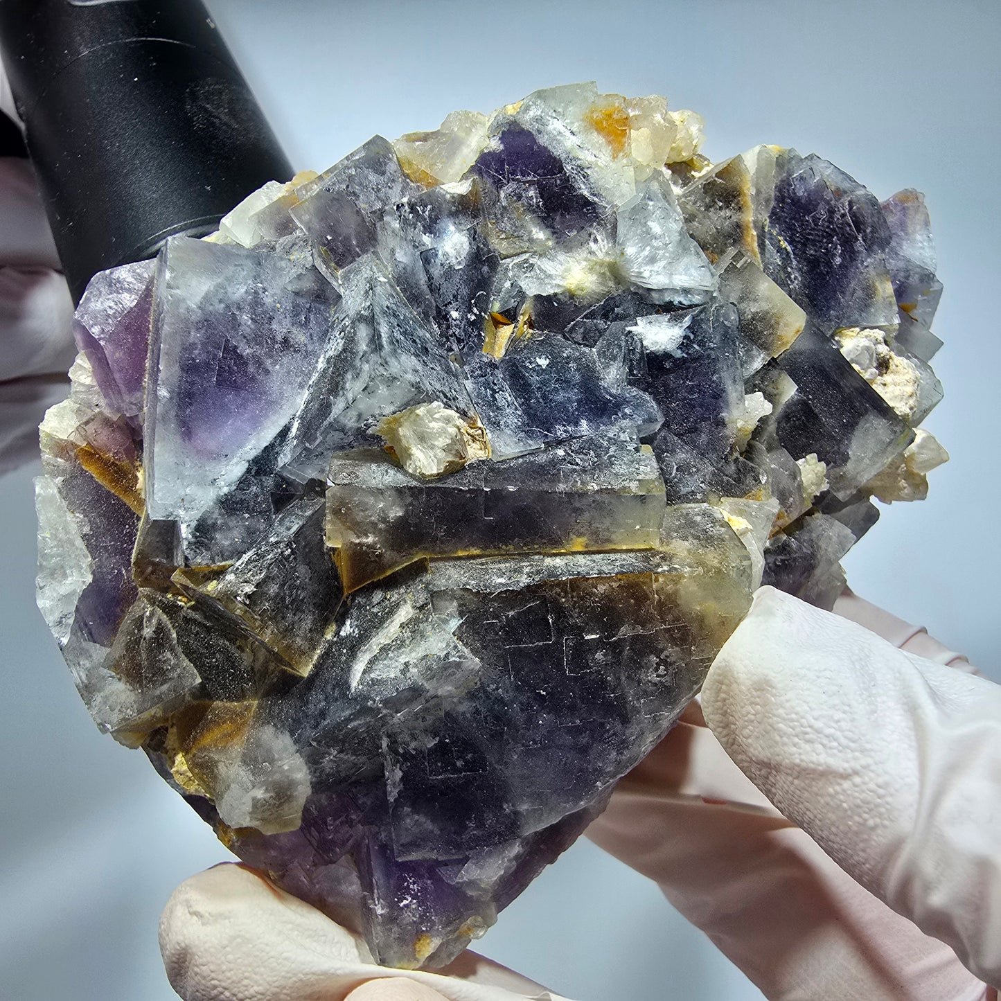 Große Phantom Fluorit Würfel Stufe, lila weiß Okorusu, Namibia 110*71*35mm #13304