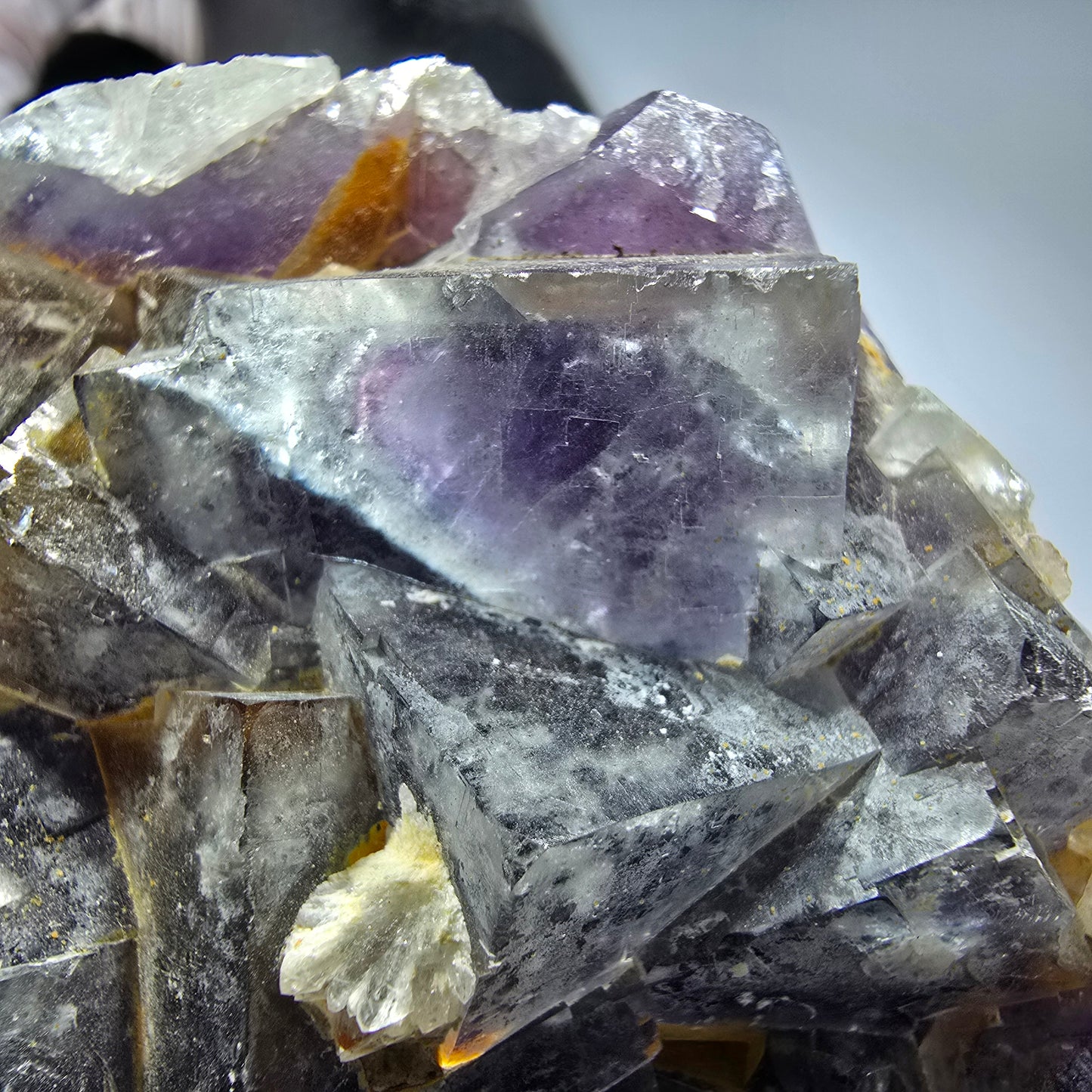 Große Phantom Fluorit Würfel Stufe, lila weiß Okorusu, Namibia 110*71*35mm #13304