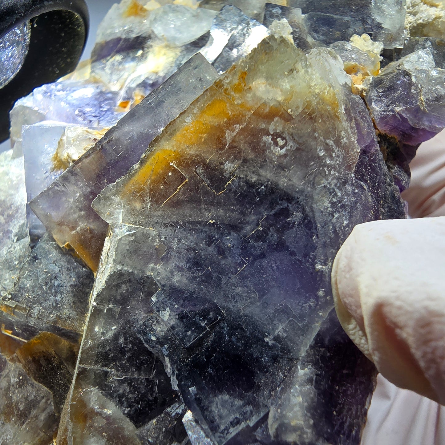 Große Phantom Fluorit Würfel Stufe, lila weiß Okorusu, Namibia 110*71*35mm #13304