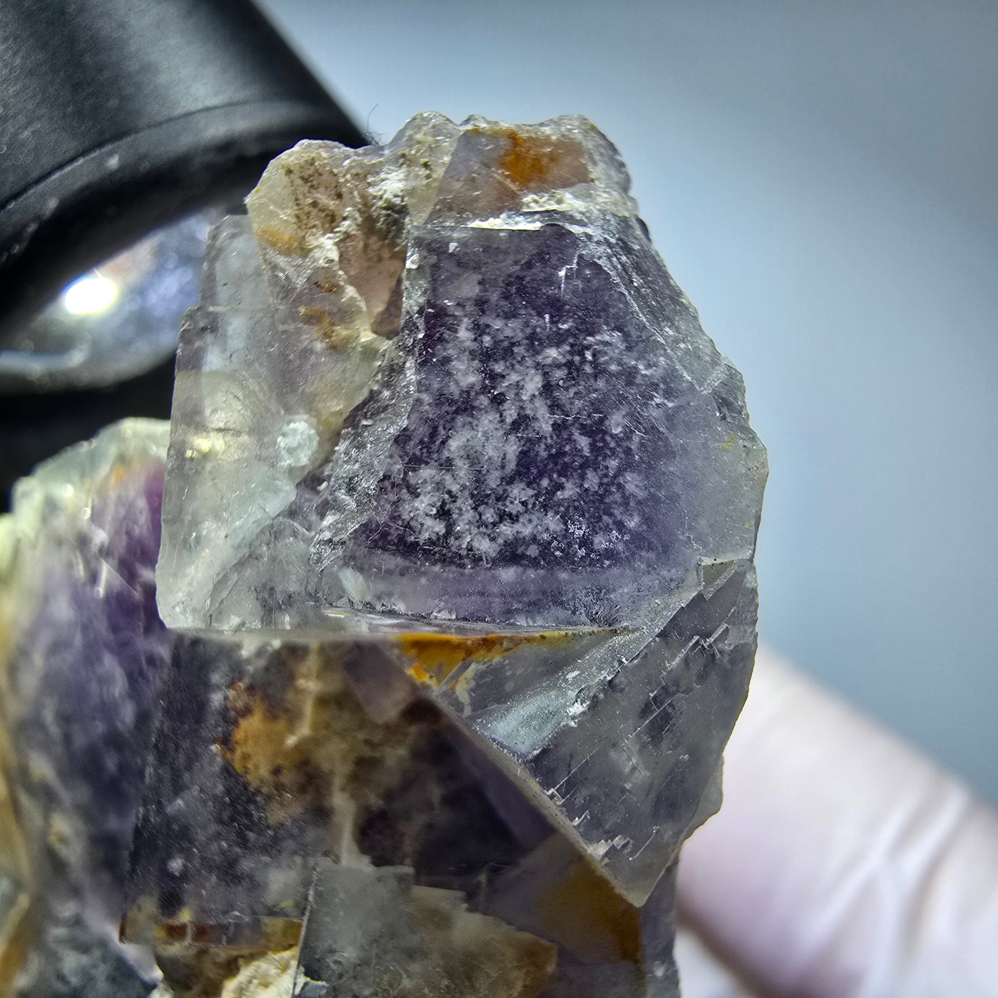 Große Phantom Fluorit Würfel Stufe, lila weiß Okorusu, Namibia 110*71*35mm #13304