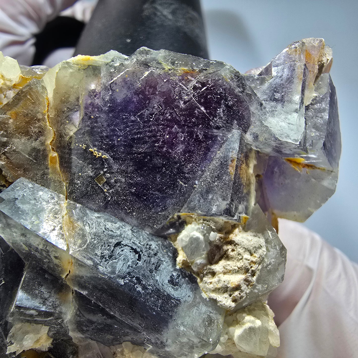 Große Phantom Fluorit Würfel Stufe, lila weiß Okorusu, Namibia 110*71*35mm #13304