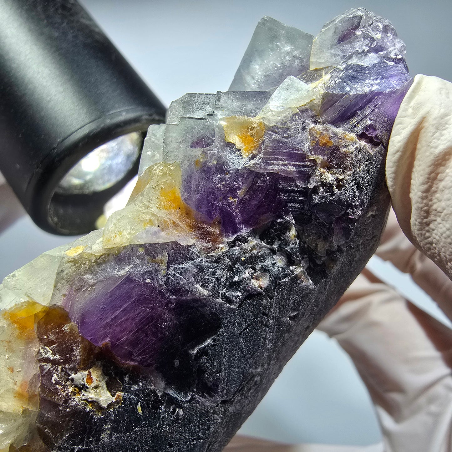 Große Phantom Fluorit Würfel Stufe, lila weiß Okorusu, Namibia 110*71*35mm #13304