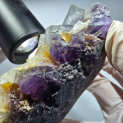 Große Phantom Fluorit Würfel Stufe, lila weiß Okorusu, Namibia 110*71*35mm #13304