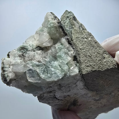 XL Prehnit Kugel, Calcit Würfel, Quarz auf Matrix Goboboseb, Namibia 103*66*58mm #13306