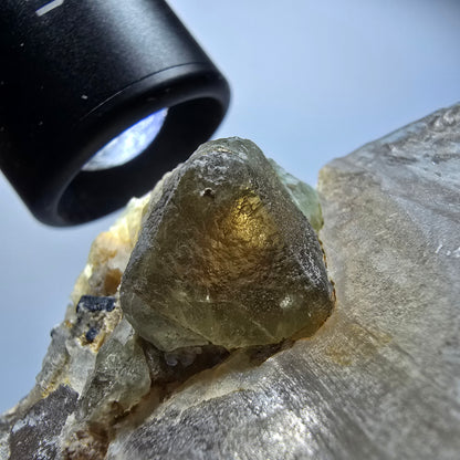 Große Skelett Rauchquarz, Fluorit, Hyalit, Schörl Turmalin Erongo, Namibia 138*71*75mm #13308