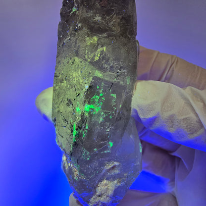 Skelett Rauchquarz mit Hyalit, Schörl Turmalin Erongo, Namibia 108*29*26mm #13309