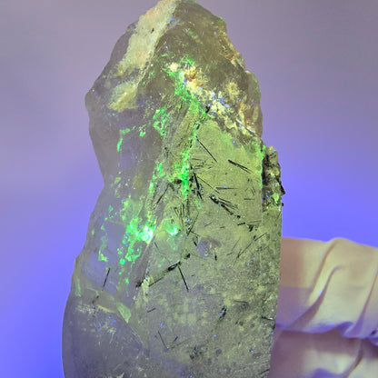 Skelett Rauchquarz mit Hyalit, Schörl Turmalin Erongo, Namibia 108*29*26mm #13309