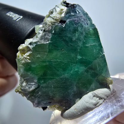 Phantom Fluorit, Hyalit Opal, Schörl Turmalin Muskovit Erongo Namibia 33*30*22mm #13320