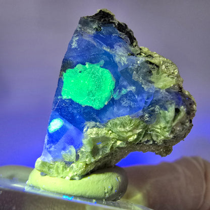 Phantom Fluorit, Hyalit Opal, Schörl Turmalin Muskovit Erongo Namibia 33*30*22mm #13320