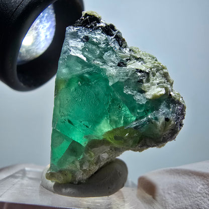 Phantom Fluorit, Hyalit Opal, Schörl Turmalin Muskovit Erongo Namibia 33*30*22mm #13320