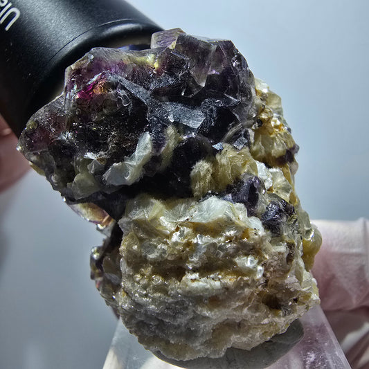 Bunte Phantom Fluorit, Muskovit, Schörl Turmalin Stufe Erongo Namibia 39*34*24mm #13321