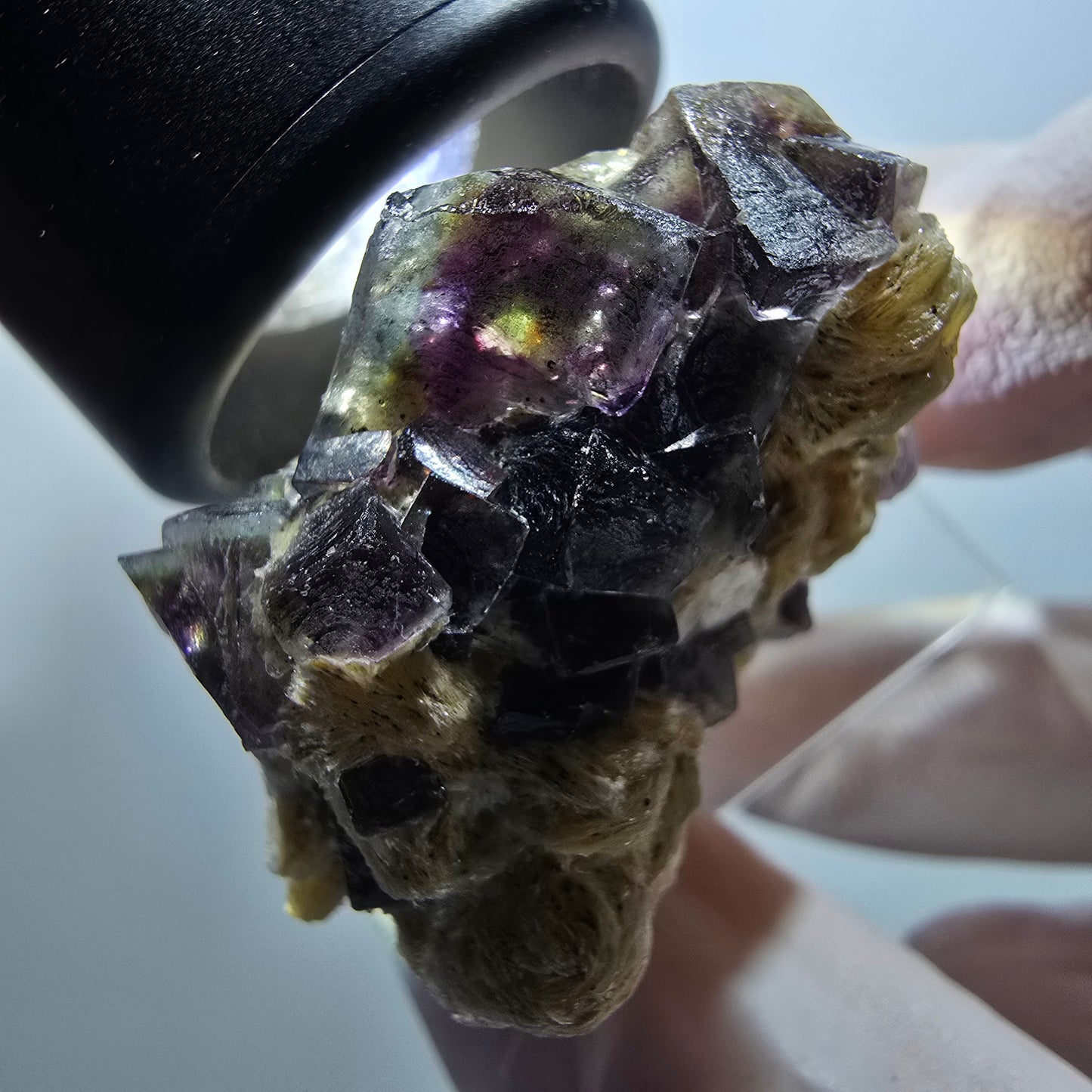 Bunte Phantom Fluorit, Muskovit, Schörl Turmalin Stufe Erongo Namibia 39*34*24mm #13321