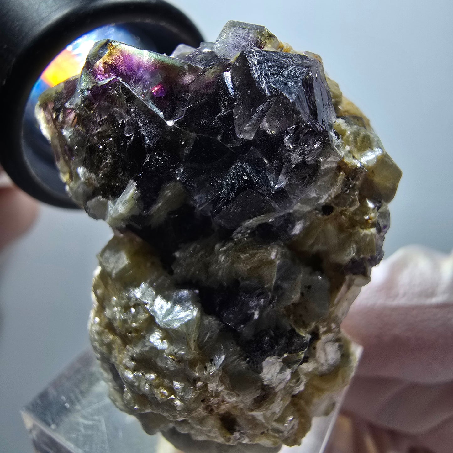 Bunte Phantom Fluorit, Muskovit, Schörl Turmalin Stufe Erongo Namibia 39*34*24mm #13321