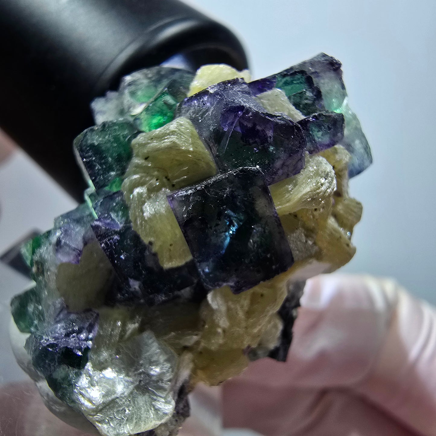 Phantom Fluorit, Schörl Turmalin, Muskovit Stufe Erongo Namibia 33*30*24mm #13326