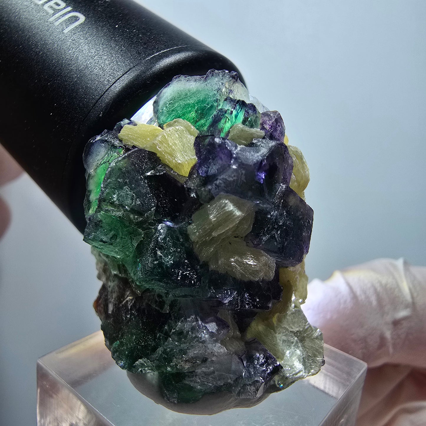 Phantom Fluorit, Schörl Turmalin, Muskovit Stufe Erongo Namibia 33*30*24mm #13326