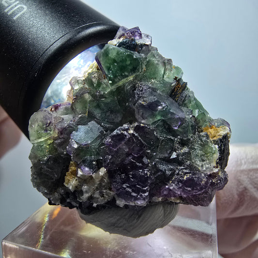 Phantom Fluorit, Schörl Turmalin, Muskovit Stufe Erongo Namibia 34*29*24mm #13327