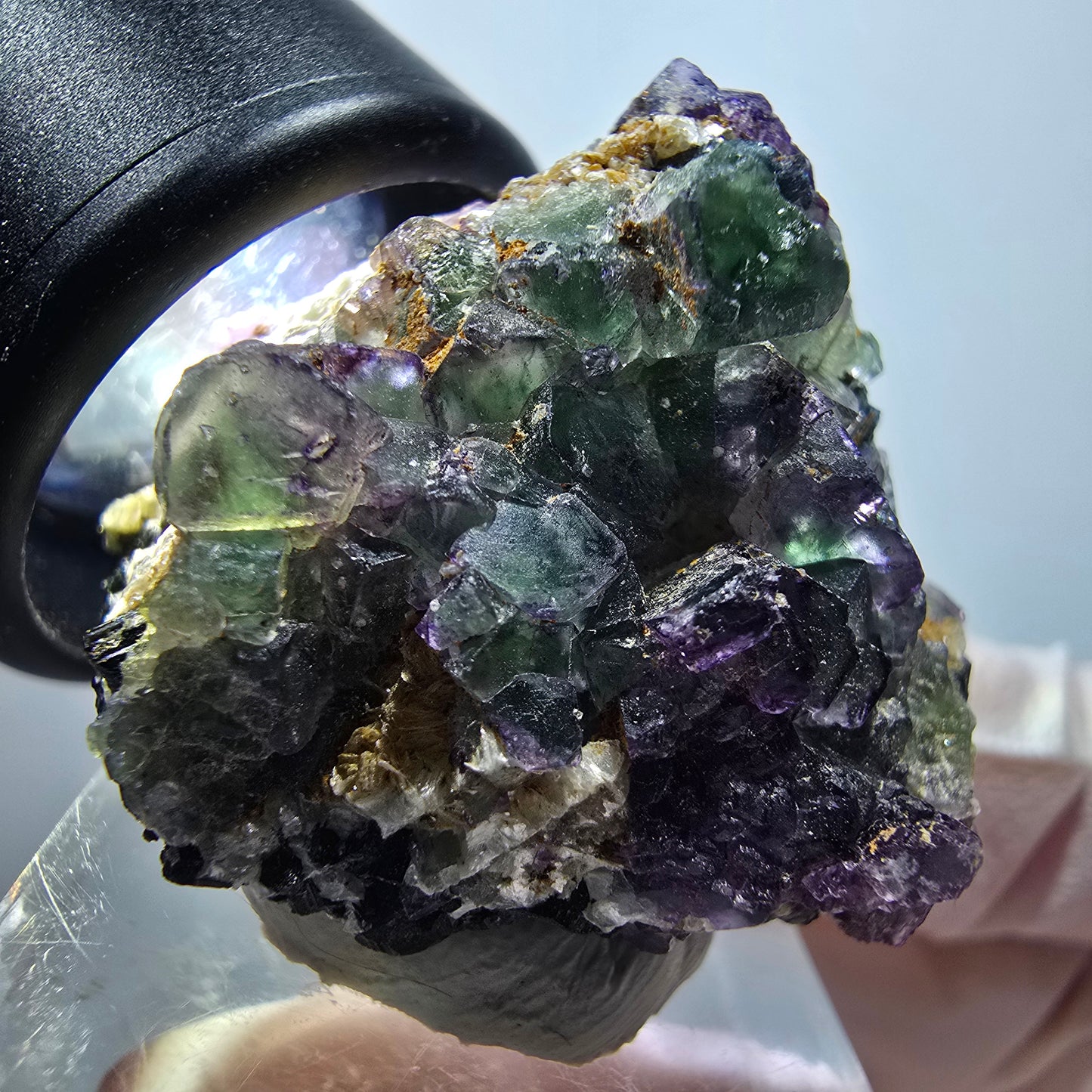 Phantom Fluorit, Schörl Turmalin, Muskovit Stufe Erongo Namibia 34*29*24mm #13327