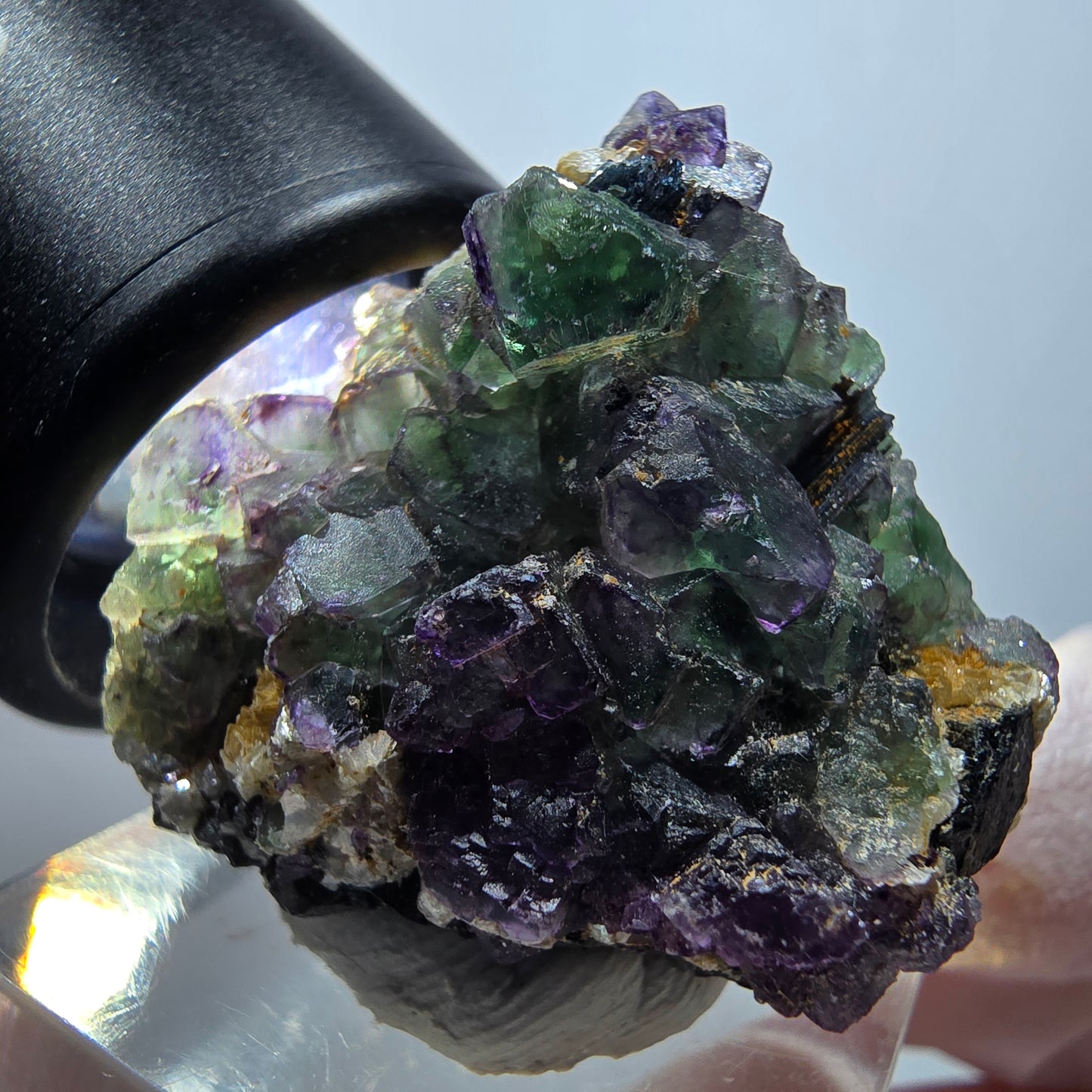 Phantom Fluorit, Schörl Turmalin, Muskovit Stufe Erongo Namibia 34*29*24mm #13327