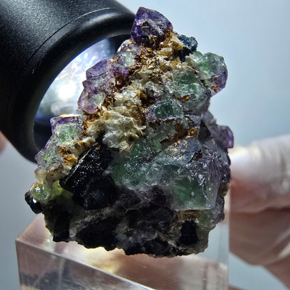 Phantom Fluorit, Schörl Turmalin, Muskovit Stufe Erongo Namibia 34*29*24mm #13327