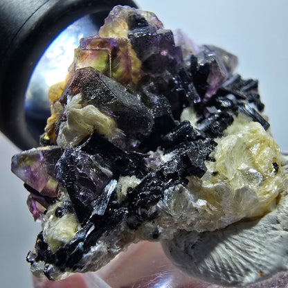 Bunte Phantom Fluorit, Schörl Turmalin, Muskovit Stufe Erongo Namibia 40*26*22mm #13328