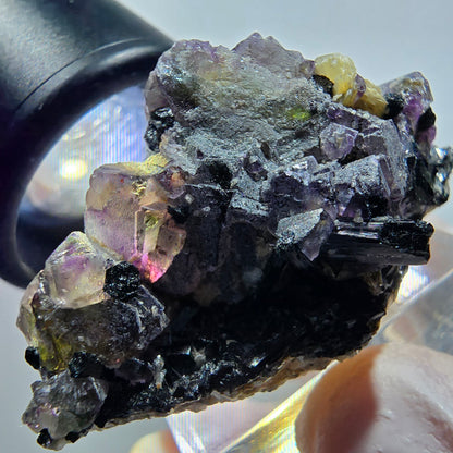 Bunte Phantom Fluorit, Schörl Turmalin, Muskovit Stufe Erongo Namibia 40*26*22mm #13328