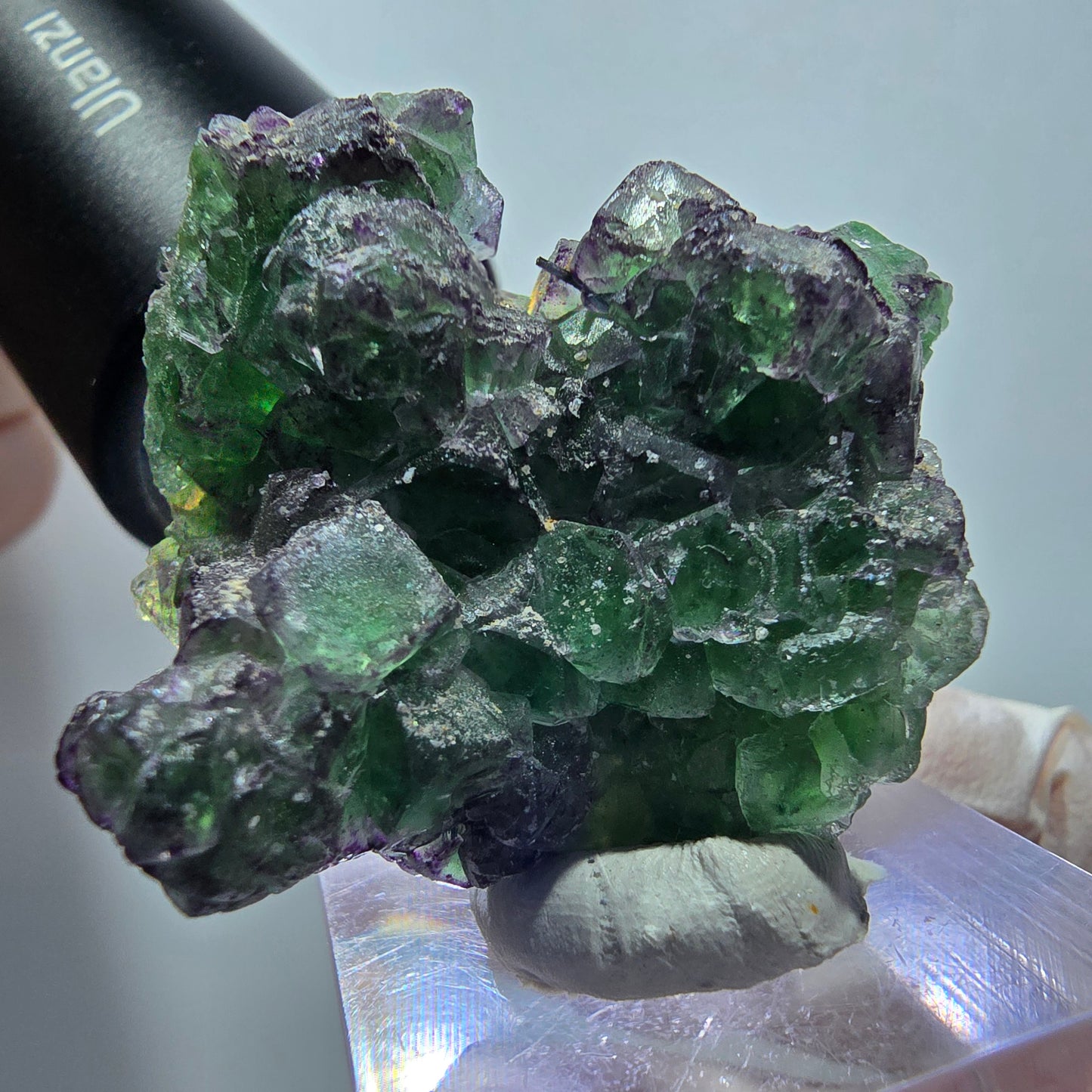 Phantom Fluorit, Schörl Turmalin, Muskovit Stufe Erongo Namibia 42*38*20mm #13329