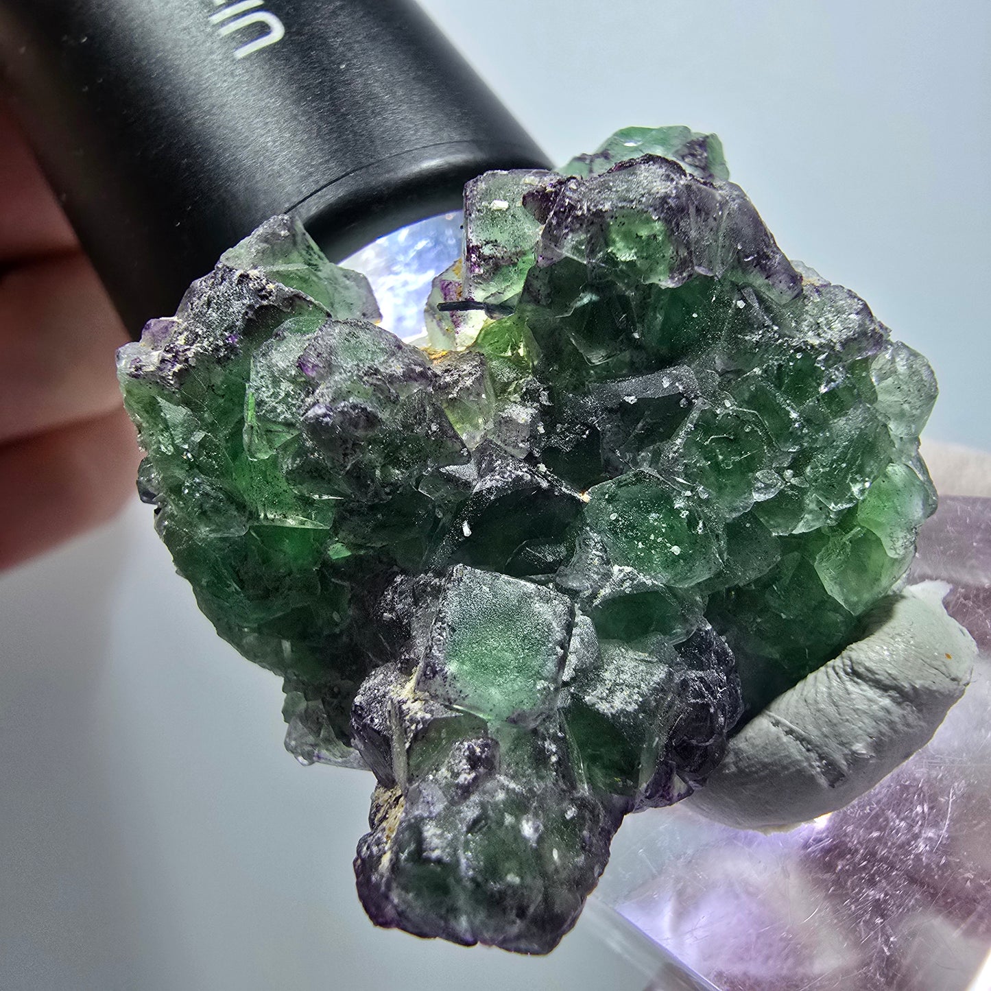 Phantom Fluorit, Schörl Turmalin, Muskovit Stufe Erongo Namibia 42*38*20mm #13329