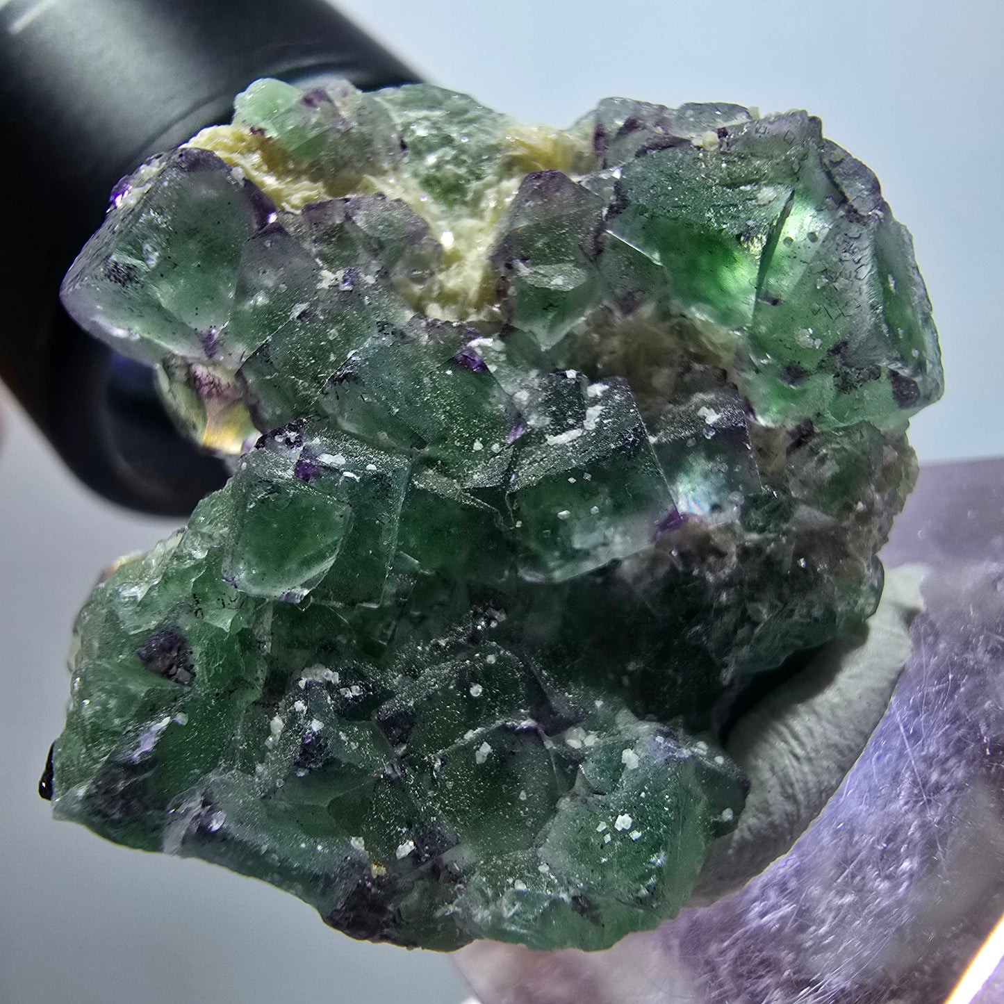 Phantom Fluorit, Schörl Turmalin, Muskovit Stufe Erongo Namibia 30*28*22mm #13330