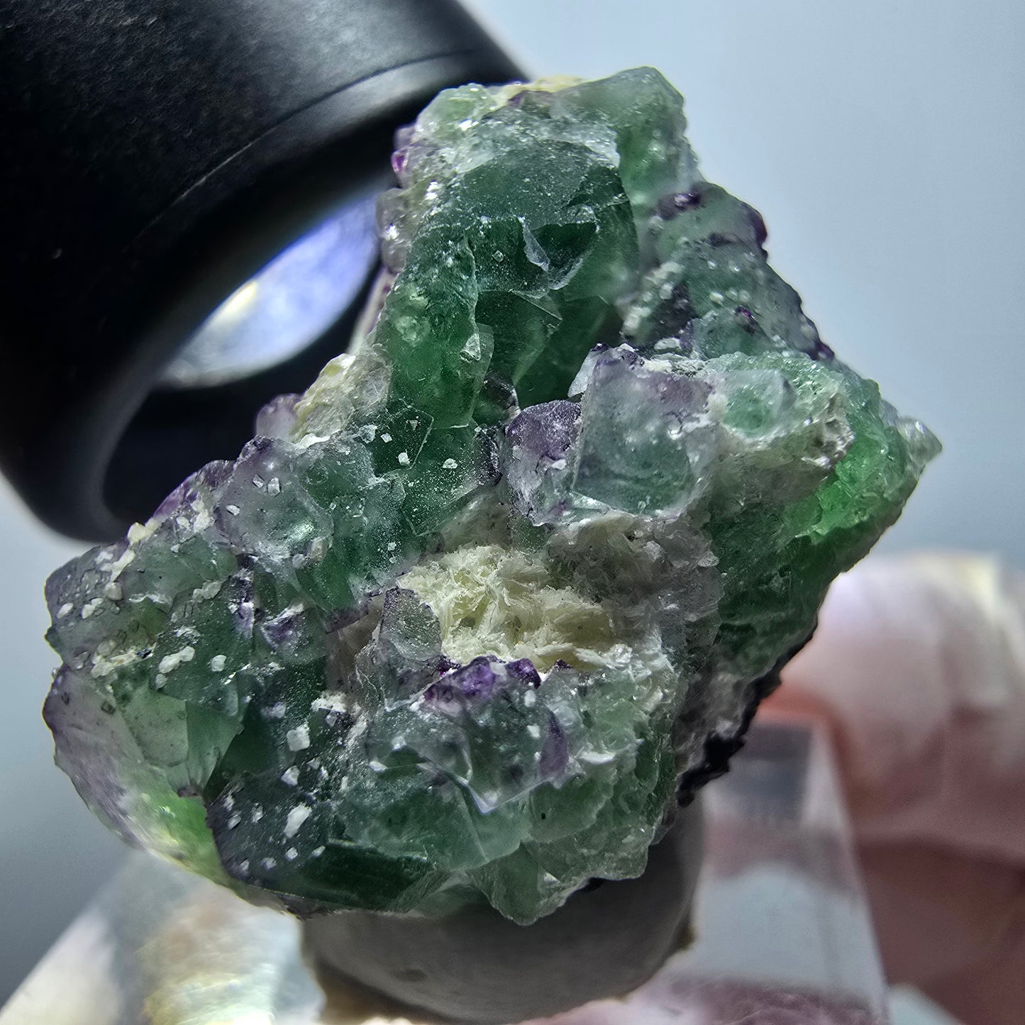 Phantom Fluorit, Schörl Turmalin, Muskovit Stufe Erongo Namibia 30*28*22mm #13330