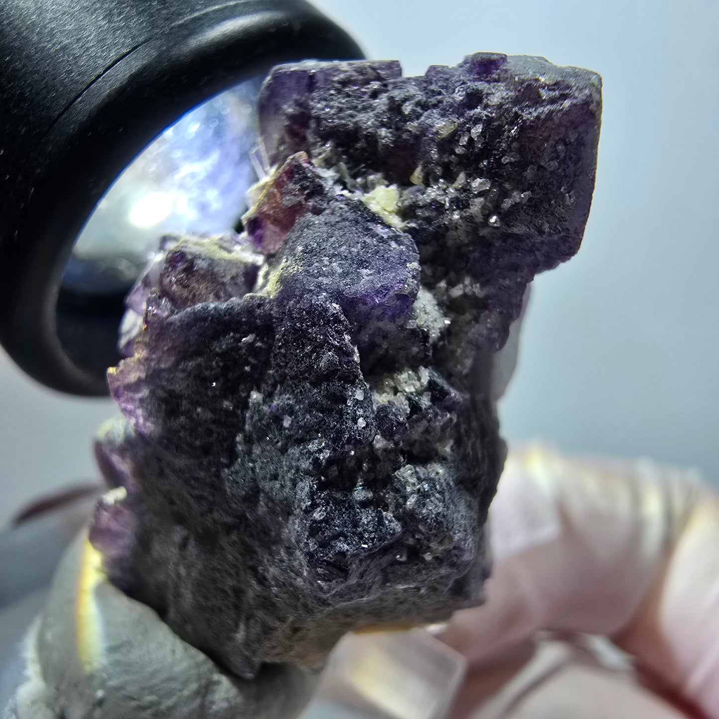 Bunte Phantom Fluorit, Hyalit Opal Stufe Erongo Namibia 33*26*18mm #13334