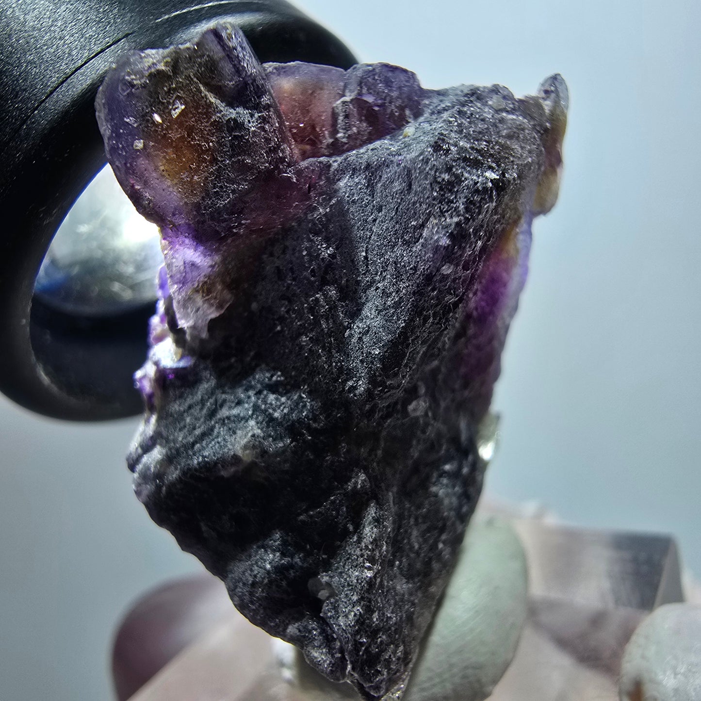 Bunte Phantom Fluorit, Hyalit Opal Stufe Erongo Namibia 33*26*18mm #13334