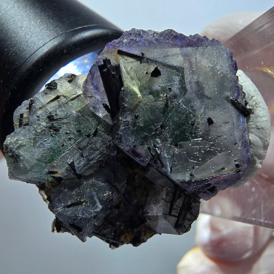 Seltene Phantom Fluorit, Goshenit (Beryl), Schörl Turmalin Stufe Erongo Namibia 33*25*19mm #13335
