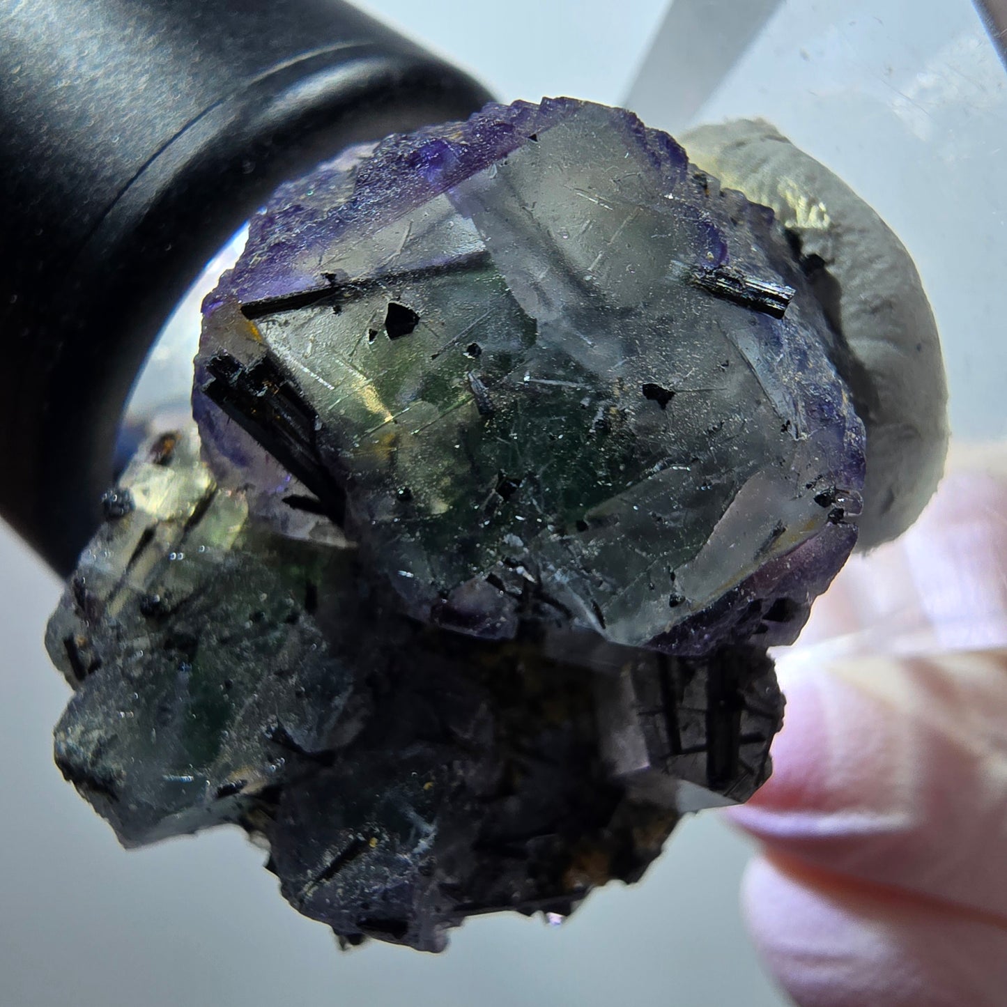 Seltene Phantom Fluorit, Goshenit (Beryl), Schörl Turmalin Stufe Erongo Namibia 33*25*19mm #13335