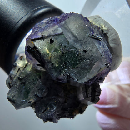Seltene Phantom Fluorit, Goshenit (Beryl), Schörl Turmalin Stufe Erongo Namibia 33*25*19mm #13335