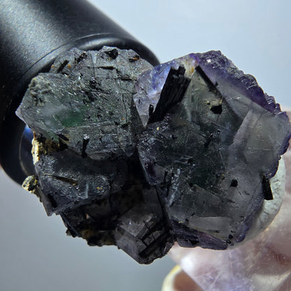 Seltene Phantom Fluorit, Goshenit (Beryl), Schörl Turmalin Stufe Erongo Namibia 33*25*19mm #13335