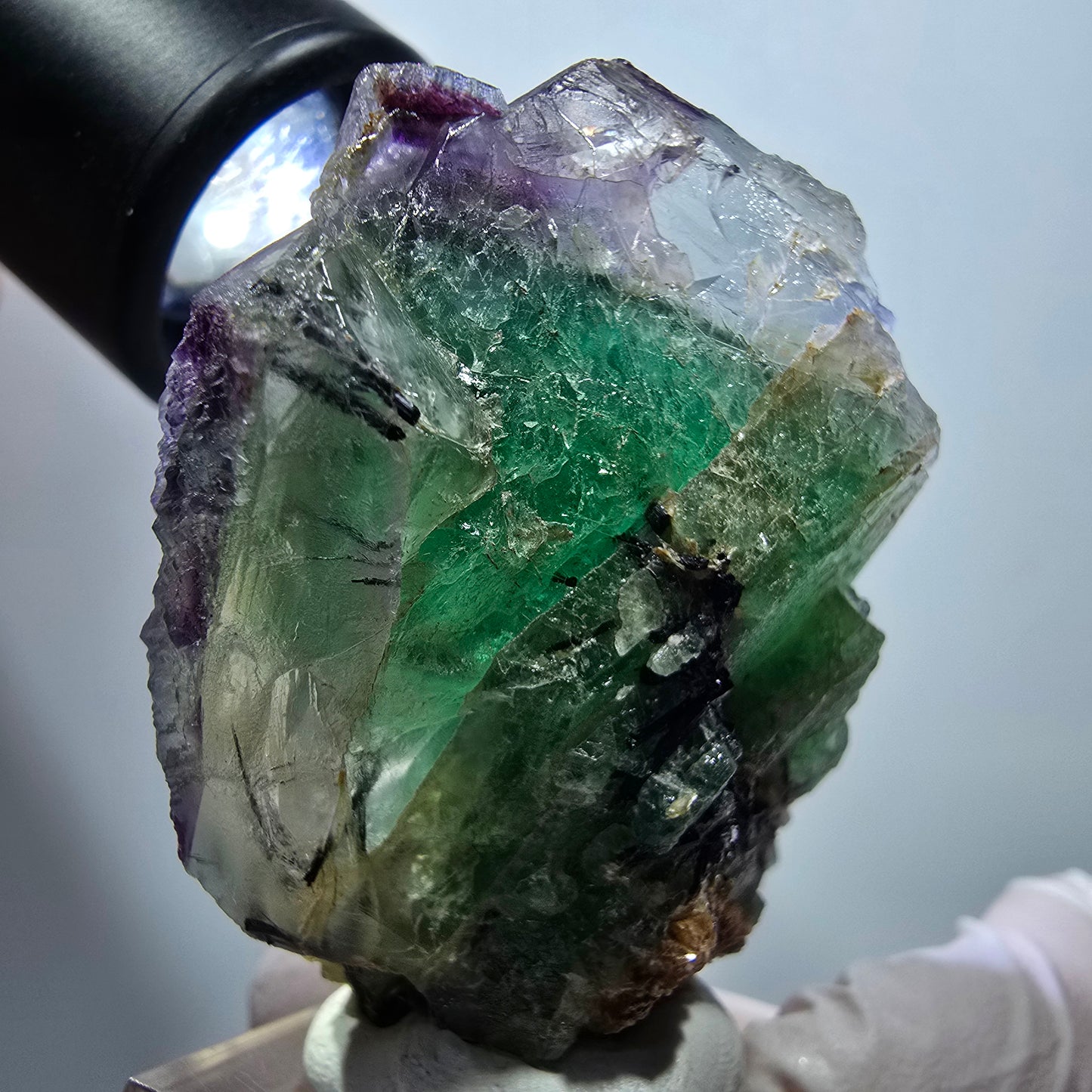 Phantom Fluorit, hexagonal, Goshenit (Beryl), Schörl Turmalin Erongo Namibia 61*41*29mm #13337
